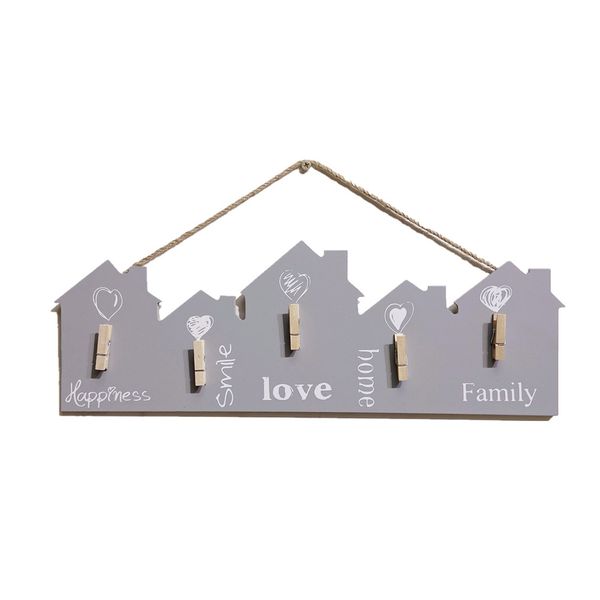 

memo clip english letter home decor wall hanging wooden ornament house shape