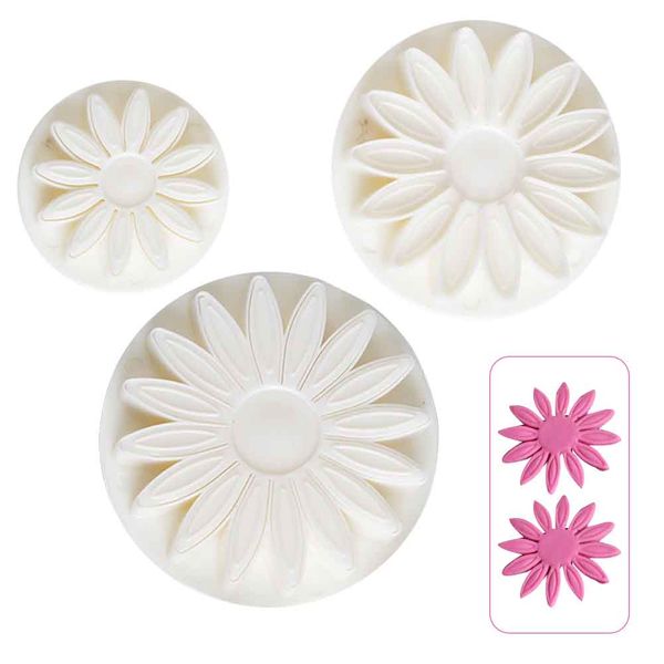 

3pcs/set cookie cutter sunflower shape fondant plunger easy clean kitchen tool