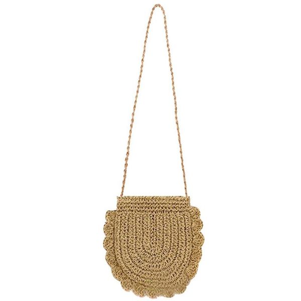 

women beach bag round straw crochet shoulder summer bag purse