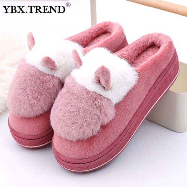 

winter women slippers warm plush ladies shoes cute sheep girls shoe ladies fashion flat platform female zapatillas de damas, Black