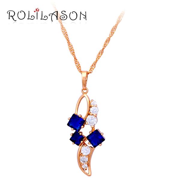 

zircon fashion jewelry for women deep blue crystal prong setting gold tone necklaces & pendants ln368, Silver