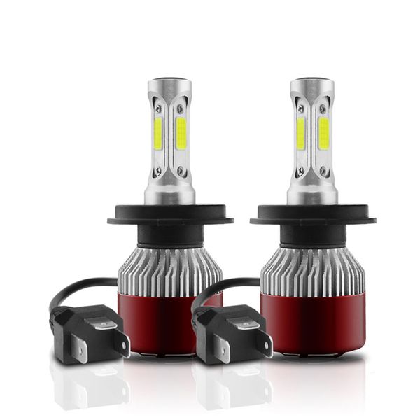 

2pcs txvs08 tr8 led h4-h/l car led headlight bulb 14400lm 144w 6000k white 9v-32v cob chips