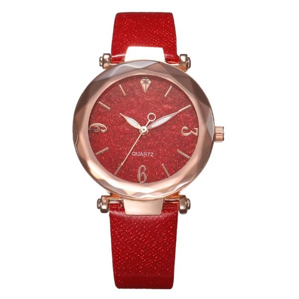 

starry sky women watches red quartz wrist watches luxury ladies bracelet watch leather strap wristwatch clock relogio feminino, Slivery;brown