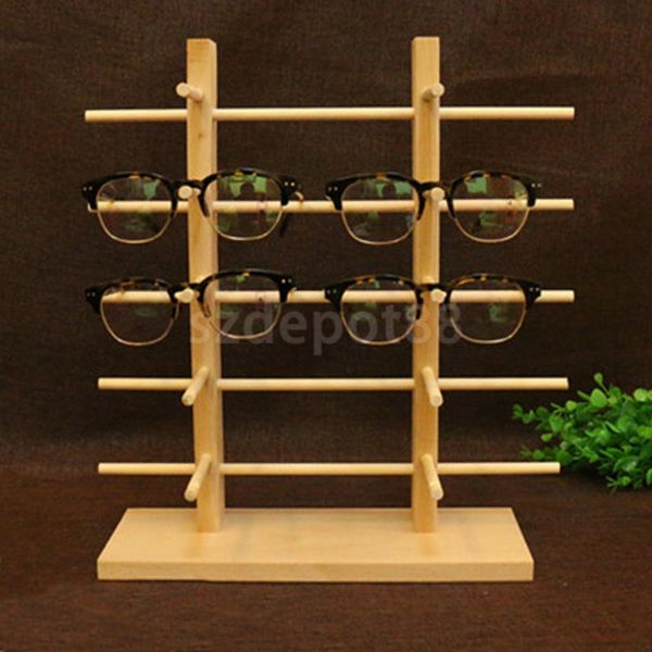 

wood sunglass glass rack frame display counter stand holder organizer 2-row 3/4/5/6-layer mx200810, Black