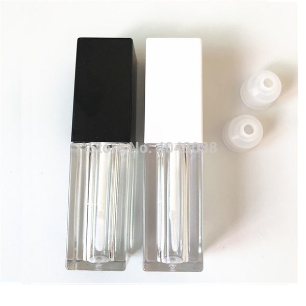 

storage bottles & jars lip gloss tubes 5ml empty square lipgloss packaging container refillable black cap white lid liquid lipstick