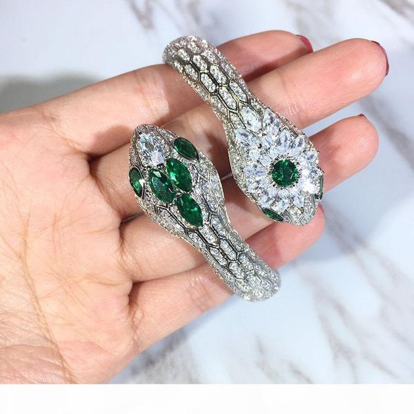 

s925 silver jewelry bracelet brand design snake bangles for women bling cz bangle bracelet wholesale, Black