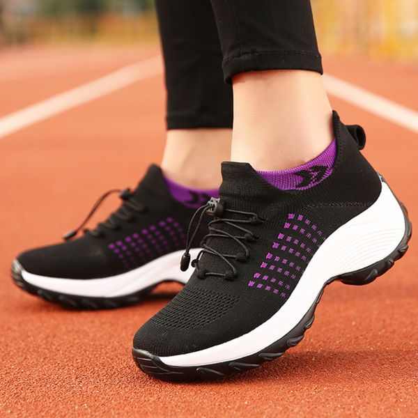 

black women platform sneakers fashion sock footwear outdoor height increasing ladies tennis shoes thick sole shoe tenis de mujer