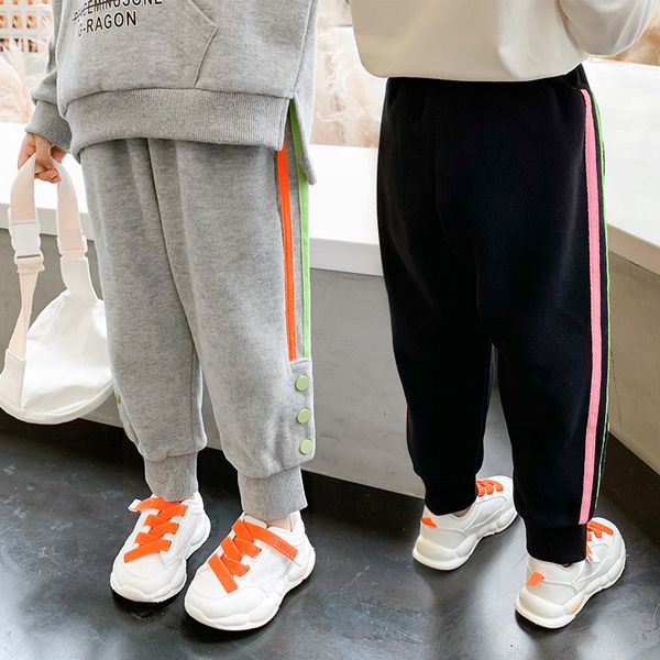 

kids designer clothes girls2020 spring and autumn new korean style striped edge sports casual pants boys' and girls' sweater trous, Blue