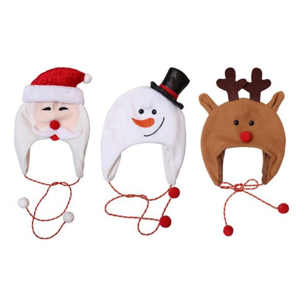 

christmas hat children brushed cloth long rope hats cute cartoon santa claus snowman elk pattern party decoration cap