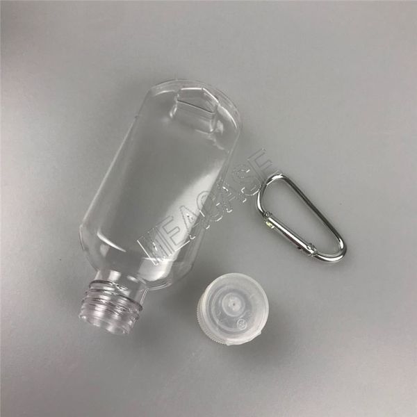 

50ml empty clear hand sanitizer bottles alcohol refillable bottle with key ring hook pendant small travel bottle for skin care productd81212