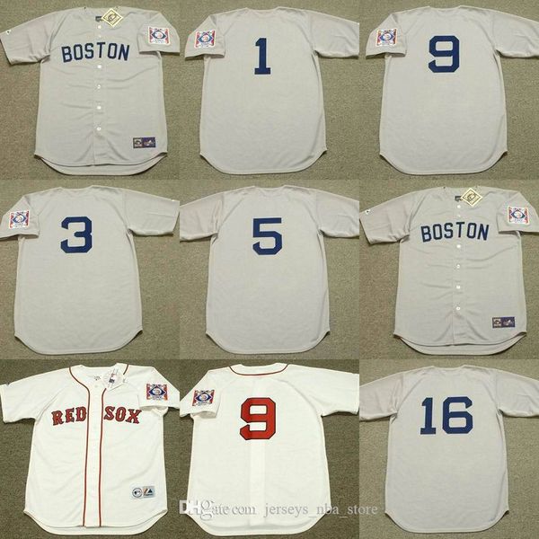 

boston 16 jim lonborg 9 ted williams 5 george scott 1 bobby doerr 3 jimmie foxx baseball jersey stitched, Blue;black