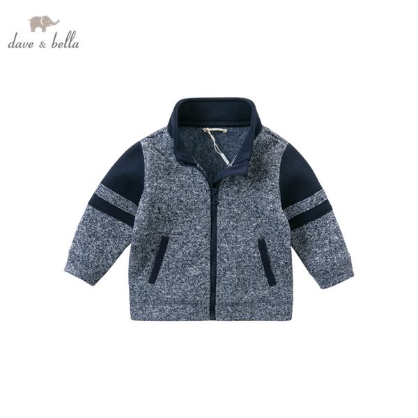 

db14586 dave bella autumn baby boys fashion patchwork zipper pockets coat children casual infant toddler outerwear, Blue;gray