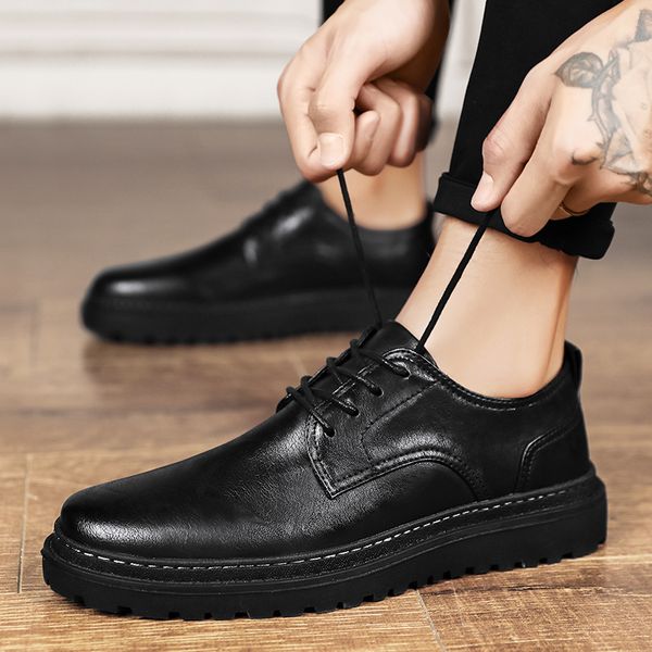 

shoes men leather driving shoes lace up retro fashion docksides boat outdoor classic men designer flats, Black