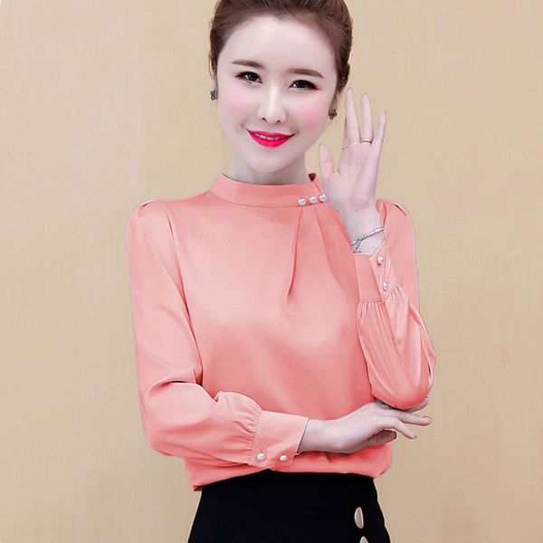 

women's blouses & shirts women blouse chiffon shirt 2021 spring korean solid long sleeve work office loose large size z06, White