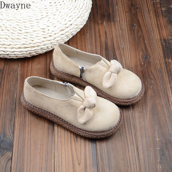 

mori literary retro flat big head shoes butterfly-knot round head doll shoes thick bottom muffin japanese casual single, Black