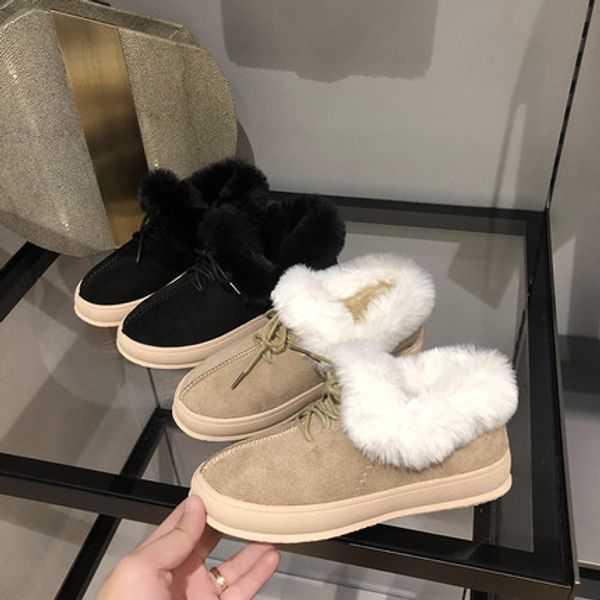 

2020 autumn and winter new wild warm non-slip plus velvet thick short tube snow boots women, Black