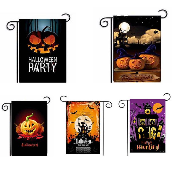 

47 * 32cm halloween pumpkin pattern flag flax pumpkin series garden flag printed halloween party flag t3i5989