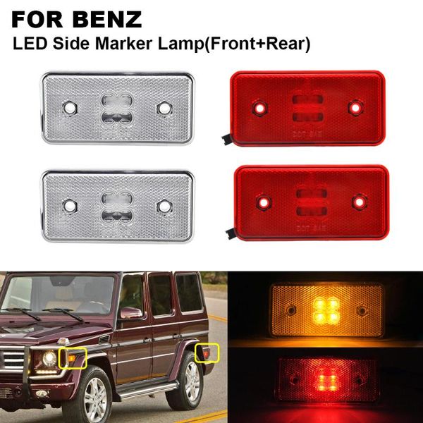 

4шт clear передняя amberred задний красный светодиод side marker light для w463 2003 2004 2002 2005 2006 2007 2008 2009 2010 2011-2014
