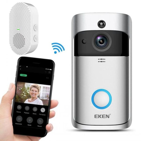 

doorbells eken v5 video doorbell smart wireless wifi security door bell with chime home monitor night vision wholesale 20pcs/lot