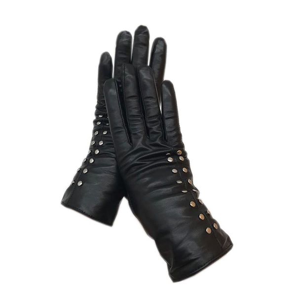 

gloves 2020 new ladies sheepskin black leather fashion winter warmth beautiful genuine leather driving outdoor, Blue;gray