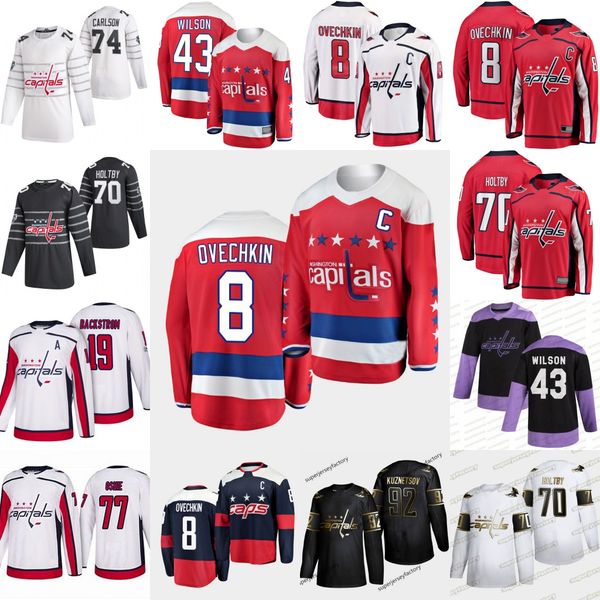 

8 alexander ovechkin washington capitals jersey john carlson braden holtby t.j. oshie richard panik evgeny kuznetsov tom wilson lars eller, Black;red