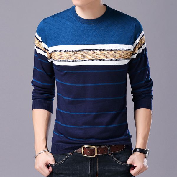 

men's sweaters men sweater o-neck casual striped autumn winter brand mens pullovers, White;black