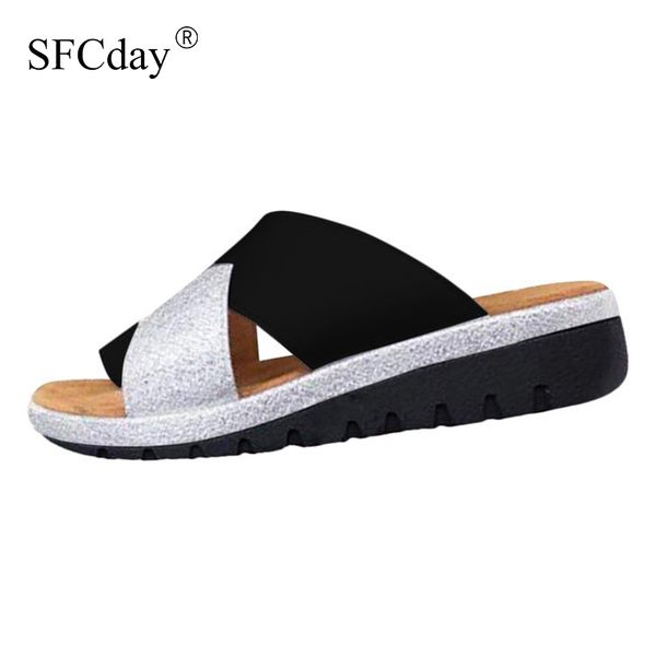 

new 2020 summer women big toe correction sandals flip flop platform wedge shoes fashion cross strap ladies casual footwear, Black