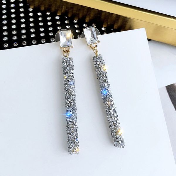 

dangle & chandelier dominated 2021 geometry long resin crystal style women temperament fine drop earrings joker jewelry, Silver