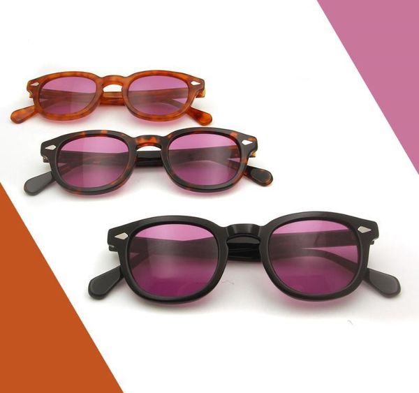 

johnny depp sunglasses men acetate small round glasses uv400 medium brand designer retro women s tint02, White;black