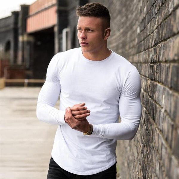 

neck longline stylish street mens long sleeved sports bottoming tees mens solid color fitness tshirts o, White;black