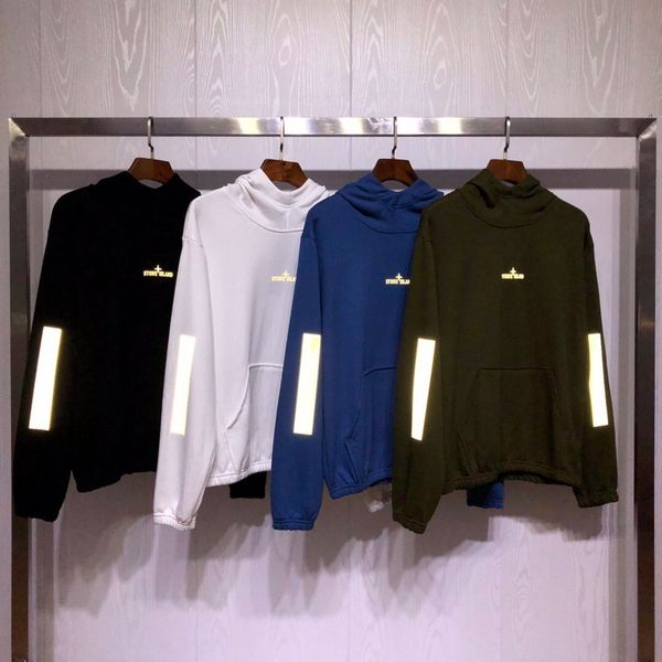 

designer trend men reflective design hoodie party hip hop hoodie plus size loose hipster m-xxl 2082408b, Black