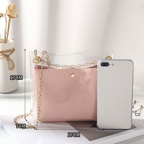 

design handbag women transparent bucket bag clear pvc jelly small shoulder bag female crossbody messenger bags#c2