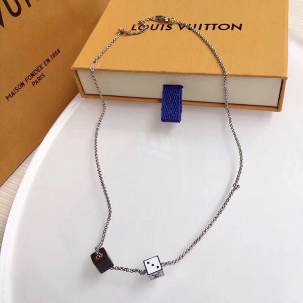 

french brand design gambling dice jewelry necklaces fashion stainless steel pendant necklace for men women wholesale with box, Silver