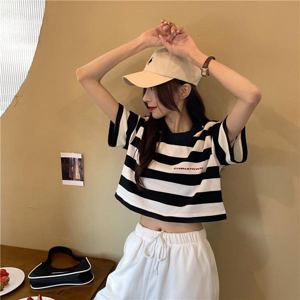 

women o neck t-shirts crop short sleeve joker ladies basic t-shirt casual summer fashion slim fitting corset, White