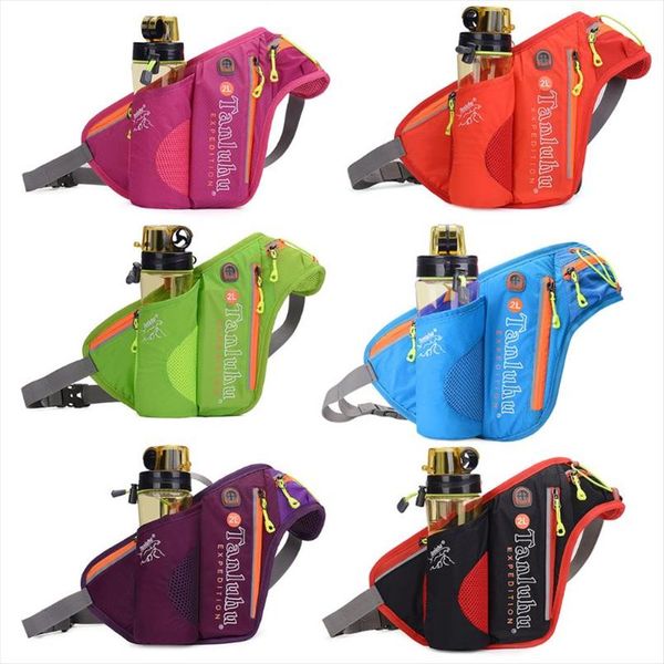 

mens waist bag fanny nylon block waist bag with reflective design and support for water bottle