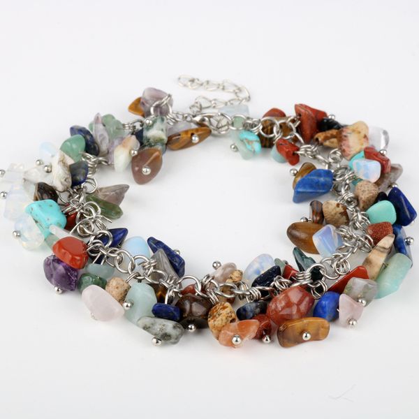 

natural stone birthstone chip bracelet women bohemia bracelets, Black