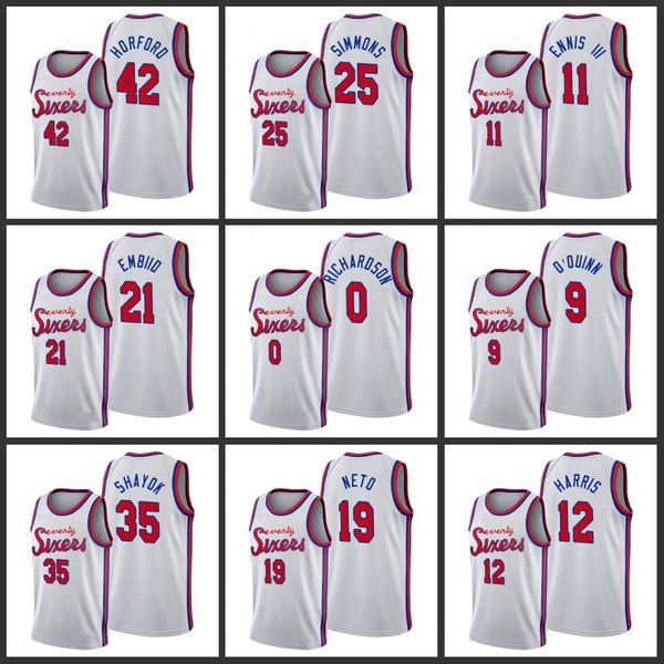 

philadelphia 76ers tobias harris al horford ben simmons james ennis iii landry shamet josh richardson joel embiid 2019-20 men jersey, Black