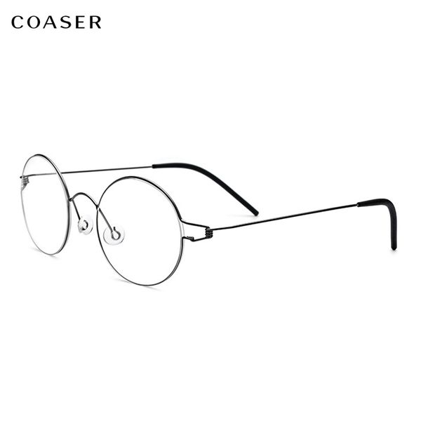 

denmark design super lighter round metal glasses frame optical metal eyeglasses for men women myopia prescription eyewear, Black