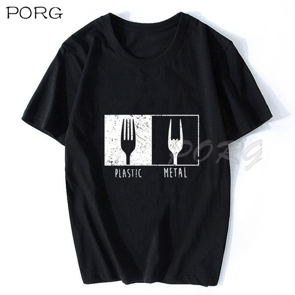 

metal fork black t-shirts oversize funny graphic t shirts punk printed harajuku men's t-shirt graphic hip hop men's clothing