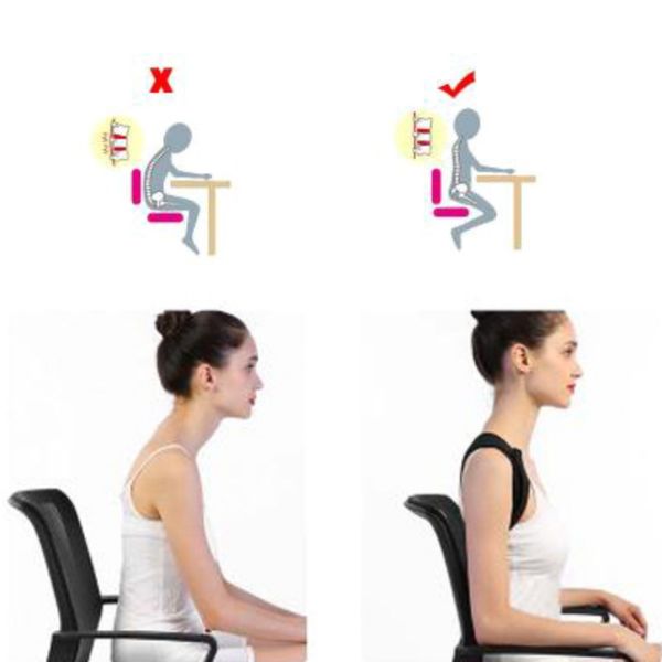 

adjustable posture correction belt anti-humpback relief back pain corrector support clavicle breathable shoulder back correction, Black;blue