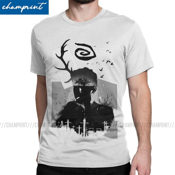 

мужчины t-shirt rust cohle прохладный хлопок тройники с коротким рукавом правда детектив макконахи телесериал футболки crewneck топы plus ра