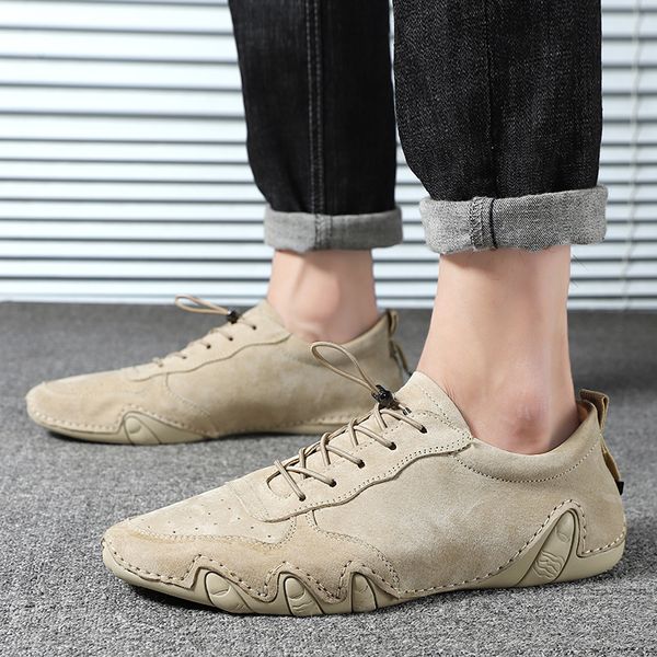 

loafers men leather shoes fashion new spring autumn brand cow suede leather drive mens casual shoes outdoor man moccasins, Black