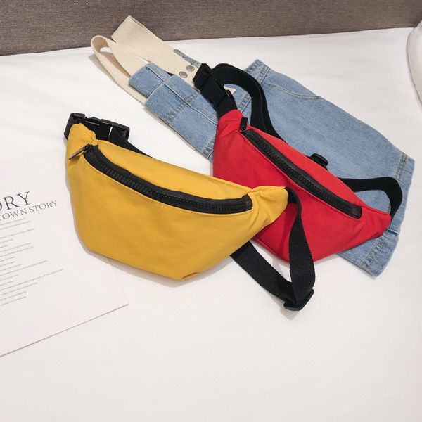 

casual waist bag for women girls belt bag solid kids fanny pack black red yellow