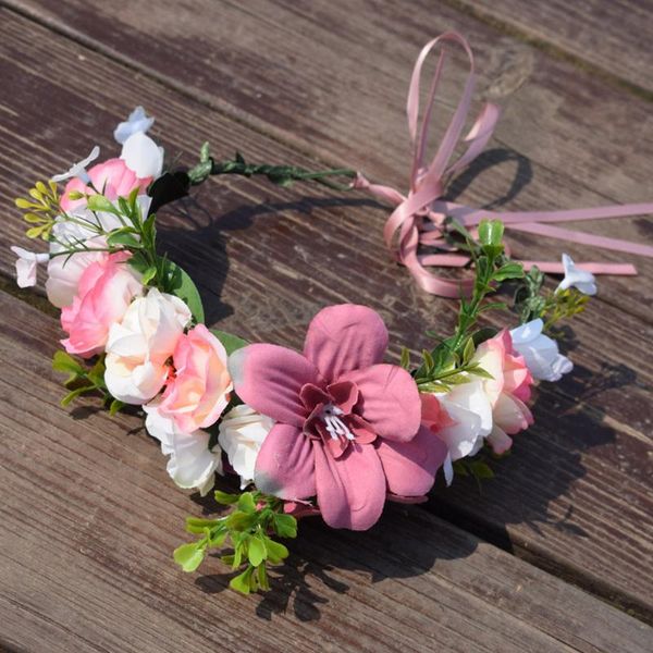 

lightweight headband garland handmade rattan imitation rose artificial headwear vacation gift festivals outdoor decoration