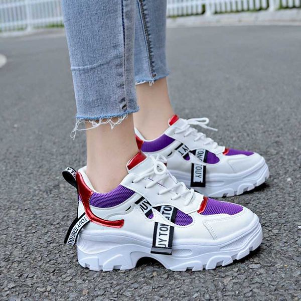 

2020 new spring women casual shoes female durable platform lace up fur footwear student school shoes zapotos mujer, Black