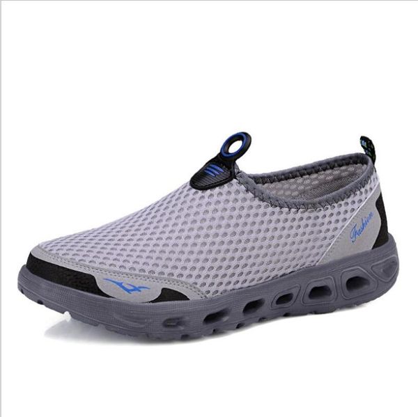 

new hollow men sneakers summer sandals air mesh flats light soft breathable slip-on casual shoes big size 35-48, Black
