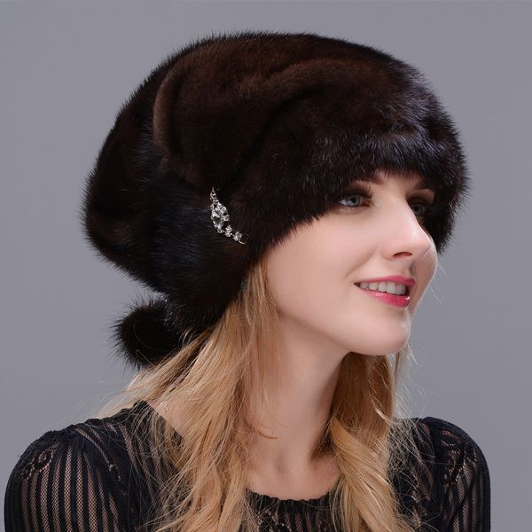 

handmade whole piece real natural hat wholesale fur cap for women winter warm with decoration on the and side, Blue;gray