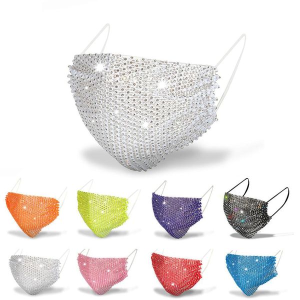 

designer face mask fashion face masks female white mask with drill mask sun protection masks summer decoration rhinestone facemask