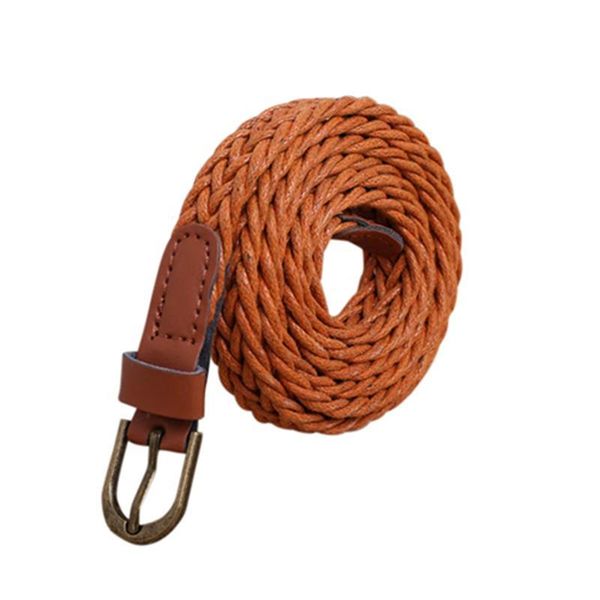 

new fashion womens belt brief knitted candy colors hamp rope braid belt female belt for dress ceinture femme ing, Black;brown
