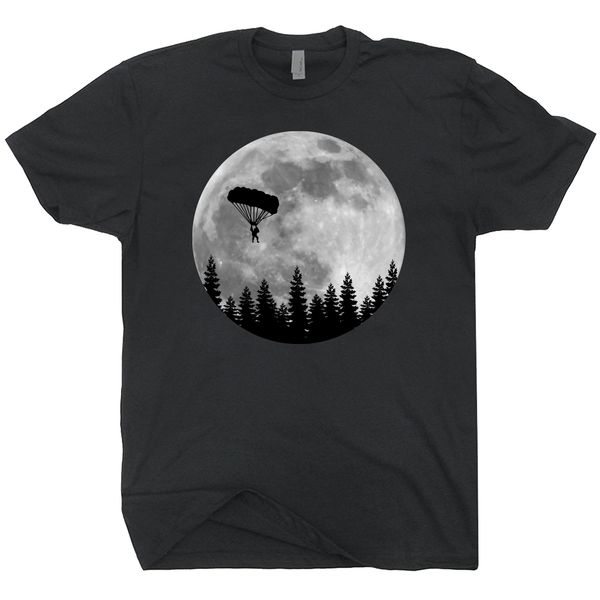 

2019 fashion summer parachute full moon t-shirt retro skydiving shirt tee shirt